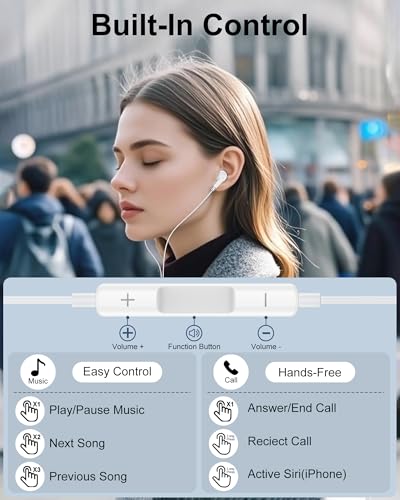 Lightning Earbuds for Apple, Wired Headphones with Microphone for iPhone