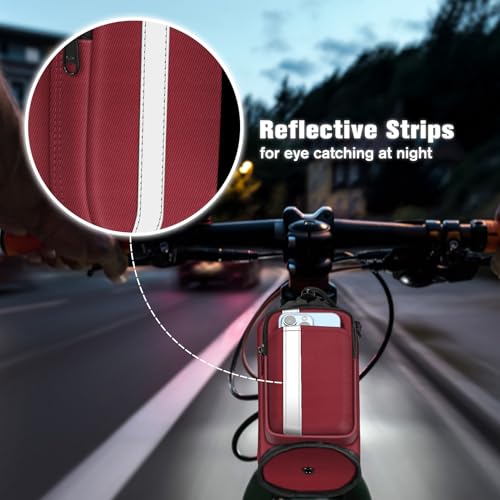 FINPAC Cup Holder for Bike, Universal Water Bottle Holder w/Phone Pockets - color: Burgundy