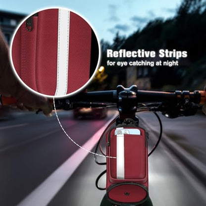 FINPAC Cup Holder for Bike, Universal Water Bottle Holder w/Phone Pockets - color: Burgundy