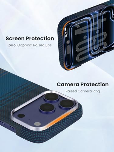 Aramid fiber Ultra-Thin Magnetic Caseless Feel Case for iPhone 17 Pro | Handwoven 600D aramid, Lightweight , compatible with MagSafe, Caseless Feel, case for iPhone 17 pro,Sunrise Blue - color: Sunrise Blue
