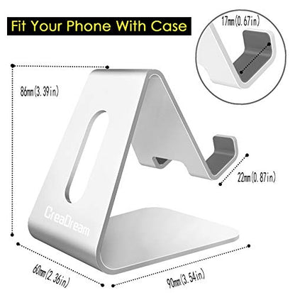 CreaDream Phone Stand Holder, Aluminum Phone Stand for Desk - color: Silver