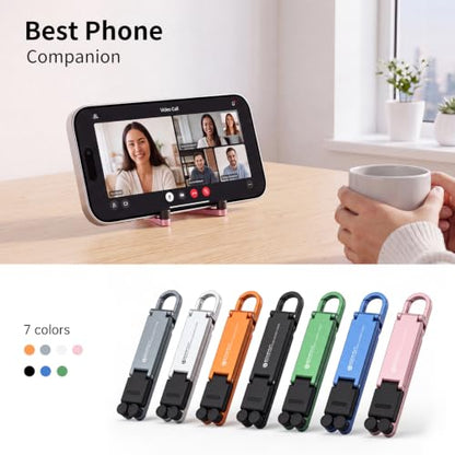 Portable Foldable Pocket Phone Stand with Keychain for Desk Travel(Pink) - color: Pink