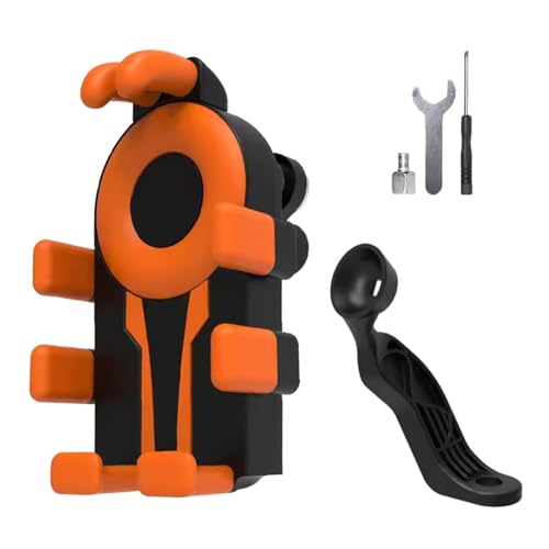 Motorcycle Phone Holder with Vibrations Dampener Nonslip Mount Handlebar Cellphone Mount - color: Or ange rear view