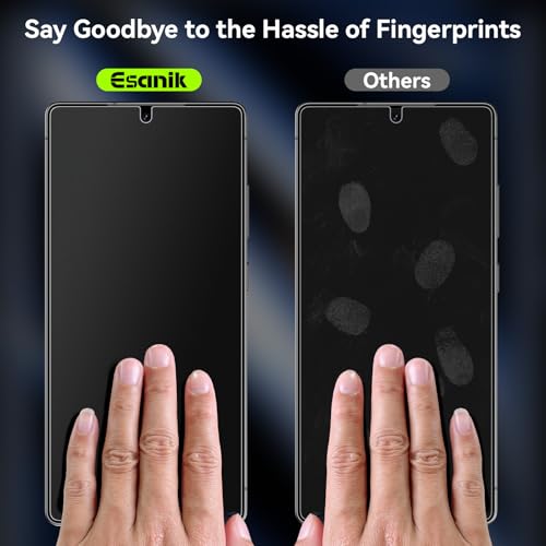 Esanik for S25 Ultra Anti Reflective Screen Protector, Anti-Glare & Fingerprint Unlock Compatible, Matte PET Film [Non-Glass], Auto-alignment Frame, Anti-Fingerprint, Smooth as Silk, 2+2 Pack - size: S25 Ultra-6.9 inch