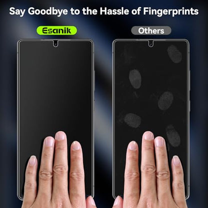 Esanik for S25 Ultra Anti Reflective Screen Protector, Anti-Glare & Fingerprint Unlock Compatible, Matte PET Film [Non-Glass], Auto-alignment Frame, Anti-Fingerprint, Smooth as Silk, 2+2 Pack - size: S25 Ultra-6.9 inch