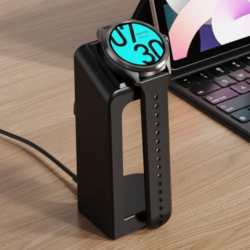Replacement Connection Charging Dock Compatible with Ticwatch Atlas/Pro 5 Enduro/Pro 5/3 Charger Stand Station Case Friendly with 5 Feet Cable Black