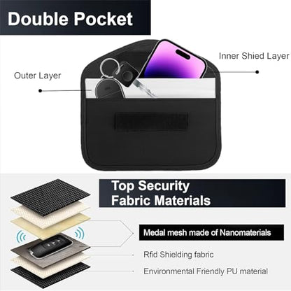 Faraday Bags for Car Keys and Cell Phone, RFID Signal Blocking Key Pouch Wallet Anti-Tracking Anti Theft Car Protection Signal Jammer WiFi GSM LTE NFC RFID GPS Blocker - color: 1 Packs - 8" * 4" Upgraded