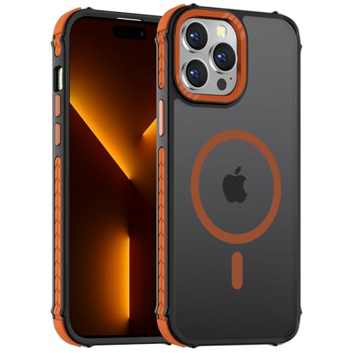 DEERLAMN Strong Magnetic Case for iPhone 15 Pro Max 6.7-Inch,[Compatible with Magsafe][Military Grade Drop Protection] Translucent Matte Shockproof Protective Phone Cover-Frosted Orange - color: Orange, size: for iPhone 15 Pro Max 6.7-Inch