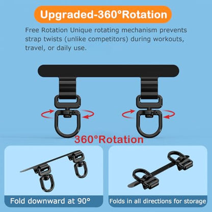 Two Hanging Ring Phone Tether Tab,360° Rotatable Ultra-thin 0.2mm Bending Design Universal Stainless Steel Phone Lanyard Metal Patch (L) - color: L