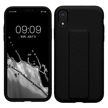 kwmobile Case for Apple iPhone XR Case - Soft TPU Cover with Silicone Coating - with Hand Strap and Stand Function - Shockproof - Black - color: black