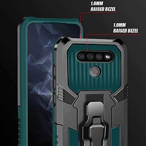 for LG K51 Phone Case,with Tempered Glass Screen Protector [2Pack] Heavy-Duty Military Grade 15ft. Drop Tested Protective Case for LG K51 -Green - color: GREEN