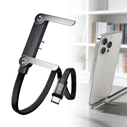 240w Braided Fast Charging Cable with Built-In Phone Stand,Invisible Stand Charging Cable,2026 New Foldable Durable USB-C Cord,90 Degree USB C Cable Right Angle Multi-functional Charger Cord (1)