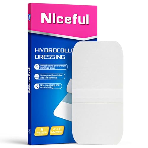 Niceful Extra Large Hydrocolloid Bandages 4"x8", 8 Count - size: 4" x 8" (8 Dressings)