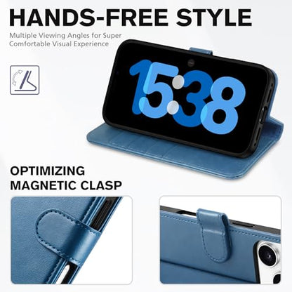 TUCCH Wallet Case for iPhone 17 Pro (6.3") 2025, Flip Stand, Light Blue | RFID Blocking, 4 Card Holders, Kickstand, PU Leather, Shockproof TPU Shell, Magnetic Closure, Protective Folio Cover - color: Light Blue