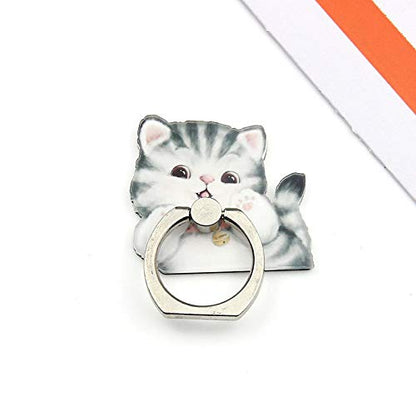 4Pcs Phone Ring Holder Stand, Cute Dogs Cats Animal 360 Rotation Finger Ring Grip Kickstand Mount for Cellphones and Tablets (Cats Ring)