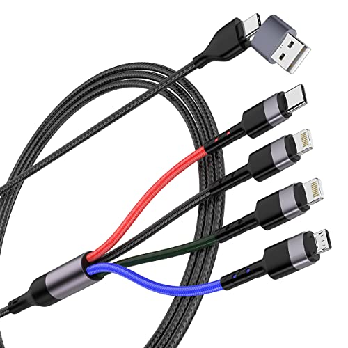 Multi Charging Cable10ft Multi Phone Charger Cable Braided Universal 4 in 1 Charging Cord Extra Long Multiple USB C Cable with IP/USB C C/Micro USB Charger Cables for iPhone/Pad/Galaxy/Pixel and More