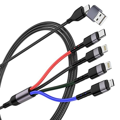 Multi Charging Cable10ft Multi Phone Charger Cable Braided Universal 4 in 1 Charging Cord Extra Long Multiple USB C Cable with IP/USB C C/Micro USB Charger Cables for iPhone/Pad/Galaxy/Pixel and More
