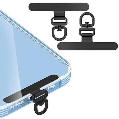ZXZone Metal Phone Tether Tab, Anti-Scratch, Metal Phone Patch, Universal Cellphone Lanyard Pad for Full Phone Cases, 2 Pieces (XS-Black) - color: XS-Black