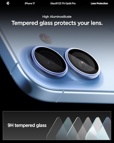 Spigen Camera Lens Protector for iPhone 17 (16 Plus/16) - Mist Blue - color: Mist Blue