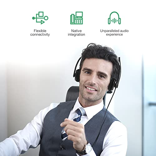 Yealink Phone Headsets for Office Phones YHS34 Lite QD to RJ9 Wired Headset Compatible with Poly Snom Grandstream Phones Desk Landline Headset with Microphone -Mono/68g/2.1m Cable - color: Foamy Ear Cushions, size: Mono