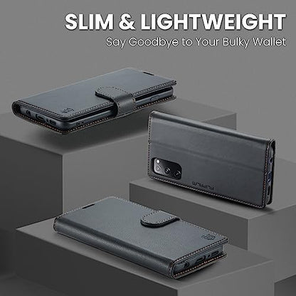FLIPALM Wallet Case for Samsung Galaxy S20 FE 5G, Black | Card Holder, RFID Blocking, PU Leather Folio Flip, Kickstand, Protective Shockproof Cover - color: Black