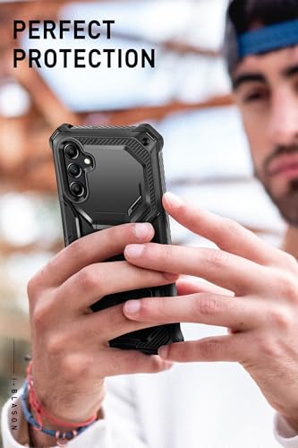 i-Blason Armorbox for Samsung Galaxy S24 FE Case with Stand & Belt-Clip [Built-in Screen Protector] [Military Protection] Full-Body Rugged Bumper Shockproof Phone Case with Kickstand (Black)
