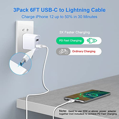 Mitesbony iPhone Charger [MFi Certified] 3Pack 6FT USB C to Lightning Cable - size: 6FT