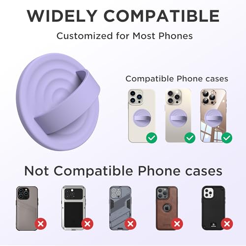 Upgraded Magnetic Phone Grip, Liquid Silicone Soft and Portable, Removable Finger Loop Ring Grip Holder for iPhone, Strong Magnetic Attraction, Compatible with MagSafe Phone Case, Lilac Purple - color: Lilac Purple
