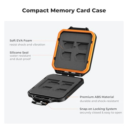 K&F CONCEPT 12 Slots Memory Card Case, Water-Resistant Card Holder - size: For 8 Micro SD(TF)+4 SD