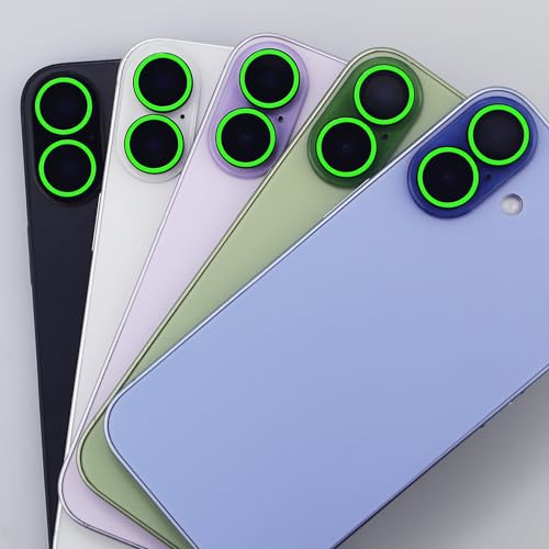 BONVAN for iPhone 17 Camera Lens Protector Glow in the Dark Tempered Glass Screen Accessories Luminous Lens Cover (2PCS) (Green) - color: Green