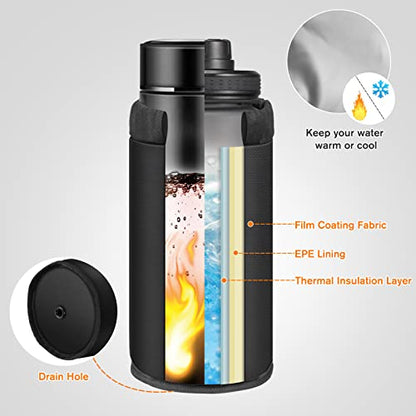 FINPAC Cup Holder for Bike, Universal Water Bottle Holder w/Phone Pockets - color: Black