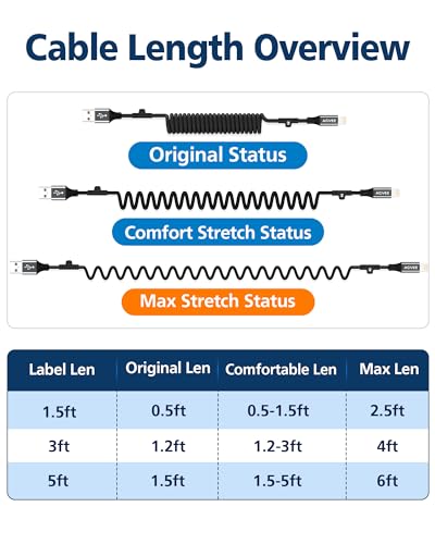 AGVEE 3ft Coiled USB-A to Lightning Cable [MFI Certified] Carplay