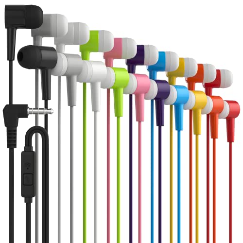 Maeline Wired Earbuds 500 Pack, New Headphones with Microphone, Earphones with Heavy Bass Stereo Noise Blocking, Compatible with iPhone and Android Devices, iPad, MP3, Fits 3.5mm (500 Pack, Ten Color) - color: Multi Colors, size: 500 Pack