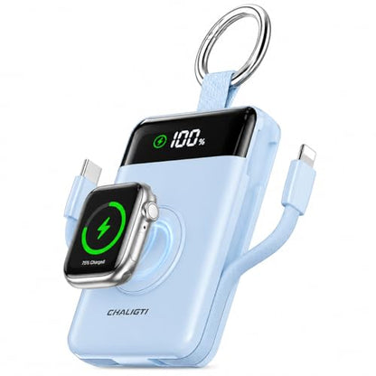 5000mAh Portable Charger w/Display,20W Power Bank&iWatch Charger - color: Blue, size: 5000mAh