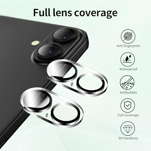 BLEUM CADE 3 Pack Camera Lens Protector for iPhone 16 Plus, Full Coverage, Anti-Scratch, 9H Hardness Tempered Glass