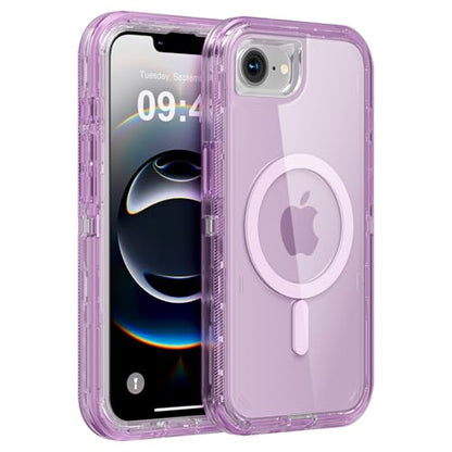Follaroma Magnetic for iPhone 16e & iPhone 17e Case,Heavy Duty Cases,Purple | Compatible with MagSafe, Heavy Duty Shock proof Protection, Military-Grade Anti-Drop, Dual Layer Transparent Protective Cover - color: Purple, size: iPhone 16e/iPhone 17e 6.1''