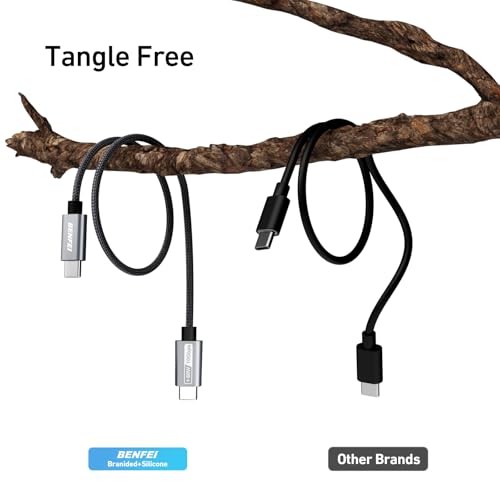 BENFEI Short USB C Fast Charging Cable(1ft, 2 Pack, 10Gbps, 60W, Silicone Cable) Compatible with iPhone 15 Plus/15 Pro Max, MacBook Pro, iPad Pro Air 4, Samsung Galaxy S23+ S22 S21 Ultra