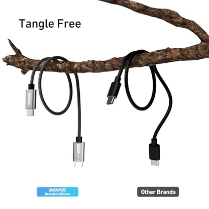 BENFEI Short USB C Fast Charging Cable(1ft, 2 Pack, 10Gbps, 60W, Silicone Cable) Compatible with iPhone 15 Plus/15 Pro Max, MacBook Pro, iPad Pro Air 4, Samsung Galaxy S23+ S22 S21 Ultra