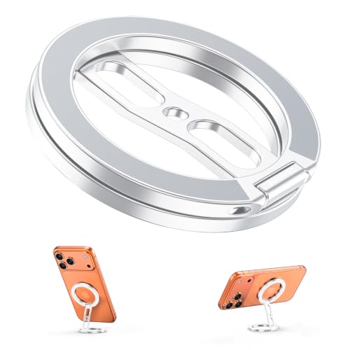Magnetic Phone Ring Grip for MagSafe Dual-Sided Magnet Cell Phone Grip Stand Finger Ring Holder Compatible with iPhone 17/16/15/14/13 Pro Max Plus, for Mag Car Mounts (Silver) - color: Silver