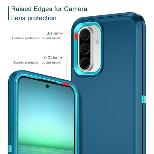 I-HONVA for Samsung Galaxy A37 5G Case Shockproof Dust/Drop Proof 3-Layer Full Body Protection [Without Screen Protector] Rugged Heavy Duty Cover Case for Galaxy A37 5G,Turquoise - color: Turquoise