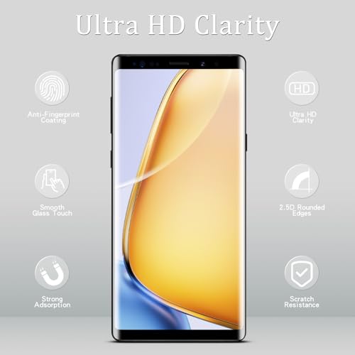 KAREEN Screen Protector for Samsung Galaxy Note 9 Tempered Glass Film | 3D Curved Full Coverage, 9H Hardness, Anti Scratch, 2 Pack - size: Galaxy Note 9 6.4-inch