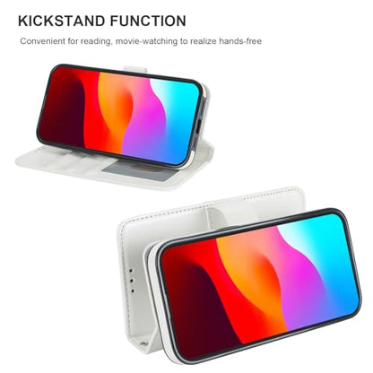 Bocasal Detachable Wallet Case Card Holder for iPhone 15 Pro, White | RFID Blocking Kickstand Card Slots Holder PU Leather Magnetic Shockproof Wrist Strap Removable Flip Protective Cover 6.1 inch - color: White