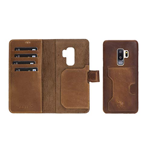 Venito Florence Leather Wallet Phone Case Compatible with Samsung Galaxy S9 - Extra Secure with RFID Blocking - Detachable Phone Wallet - Antique Brown - color: Antique Brown, size: S9
