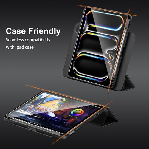 SPARIN 2 Pack Screen Protector for iPad Pro 11 inch M5 2025/M4 2024 | 9H Hardness Tempered Glass with Easy Application Tray, Face ID & Apple Pencil Compatible and Case Friendly - size: iPad Pro 11" 2025/2024