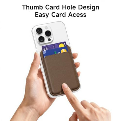 oakxco Phone Wallet Stick On, Slim Thin Adhesive ID Credit Card Holder Wallet Pocket Back of Phone Case, Hard Shell Plastic Sleeve Sticky Card Wallets Pouch for iPhone Samsung Pixel, Brown Fall - color: Brown