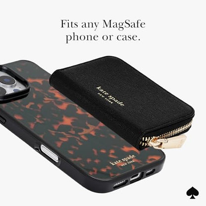 kate spade new york Devin Zip Magnetic Card Holder/Wallet - Black | Stylish Phone Wallet - Compatible w/MagSafe Phones & Cases -Detachable MagSafe Wallet for iPhone 17 Pro Max/16/15/14/Pixel 10 - color: Black-Devin Zip