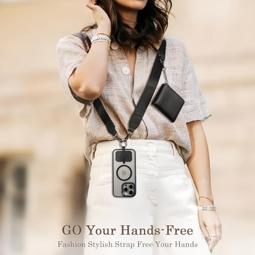 Diaclara Clip and Go Phone Lanyard for Women - Adjustable Crossbody Strap with Zipper Pouch & Leather Wallet - Valentine‘s Day Gift for Her, Mom, Girlfriend - Compatible with All Phones (Black) - color: Black