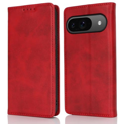 fit for Google Pixel 9/9 Pro Wallet Case,Premium PU Leather Flip Folio Case with Card Slot,Stand Holder,Magnetic Closure TPU Shockproof Interior Protective Case for Pixel 9/9 Pro,Red | Premium PU Leather, Flip Folio Purse Case, with Card Slot, Stand Holde