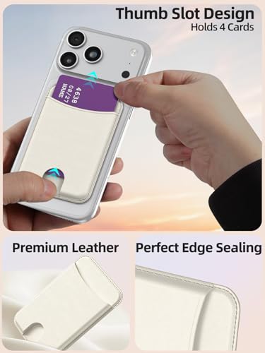 Miroddi for MagSafe Wallet, 4 Cards Holder, Stronger Magnetic Phone Wallet - color: White