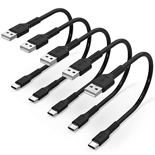 1 Foot Short USB C Cord Fast Charge 5 Pack Durable USB A to USB Type C 3A Fast Charging Cable for Charging Station Compatible with Samsung Galaxy Note 20 A20 A51 S10 S20 Plus Ultra LG Stylo K51 - color: Black, size: 12 inches